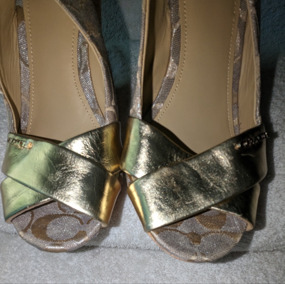 Vintage Coach Jesse wedge cork heeled sandals. 7.5 - Picture 4 of 11